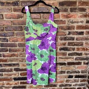 London Times Purple Green Floral Sleeveless Sheath Mini Dress Women's Size 12